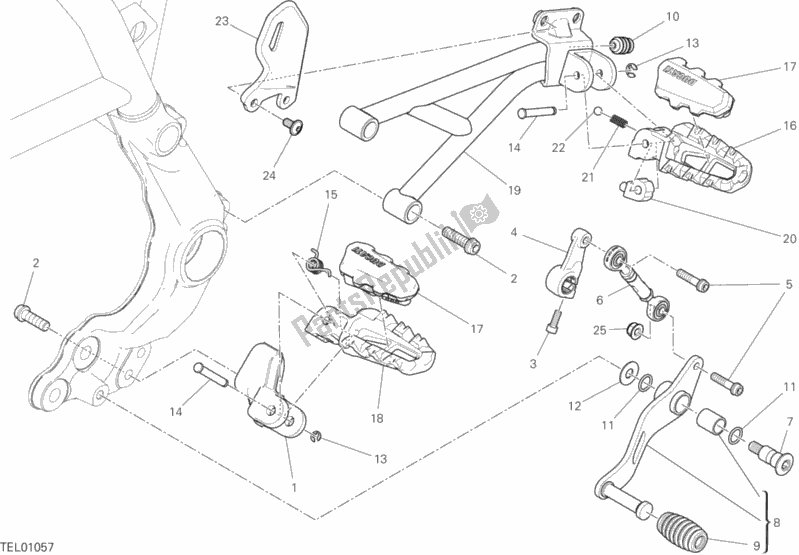 All parts for the Footrests, Left of the Ducati Scrambler Desert Sled 803 2017